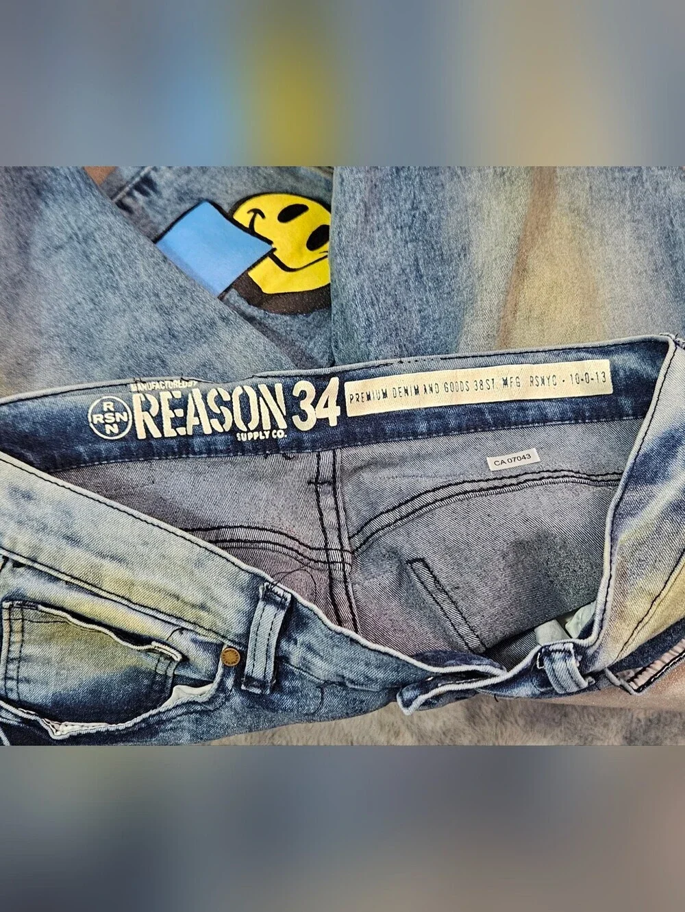 Reason NYC Graphic Patch Moto Jeans Men’s 34 Streetwear Denim